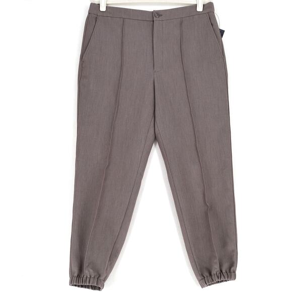 Alfani Men's Taupe Gray Woven Casual Fit Elastic Hem Dressy Jogger Pants Size L - Picture 1 of 5
